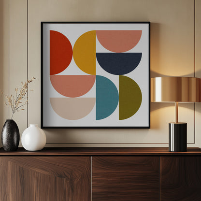 Mid Century Geometric Color Play 4 - Poster / Art Print - interiör