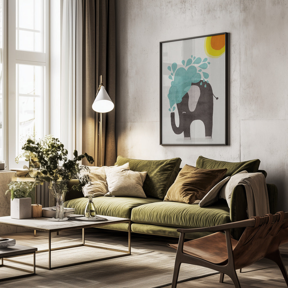 Funny elephant - Poster / Art Print - interiör