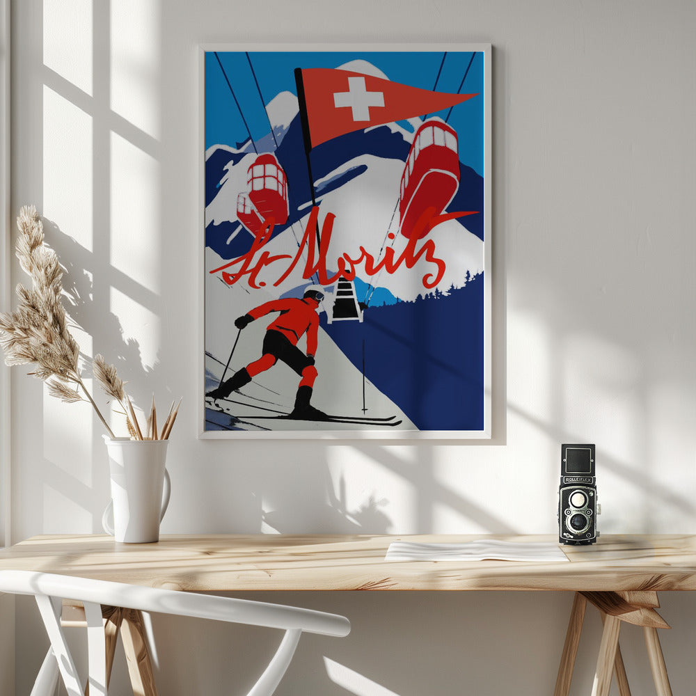 Winter Tourism: Vintage St.Moritz - Poster / Art Print - interiör