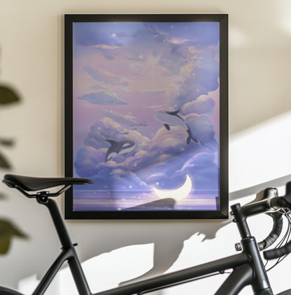 Fantasy Beautiful Whale - Poster / Art Print - interiör