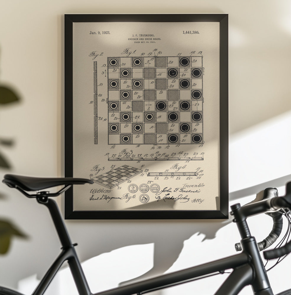 Checker and Chess Board Patent 1921 - Poster / Art Print - interiör