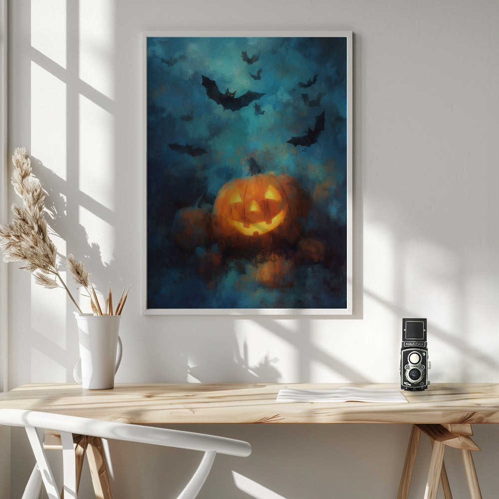 Lantern Pumpkin Halloween Scene (3) - Poster / Art Print - interiör