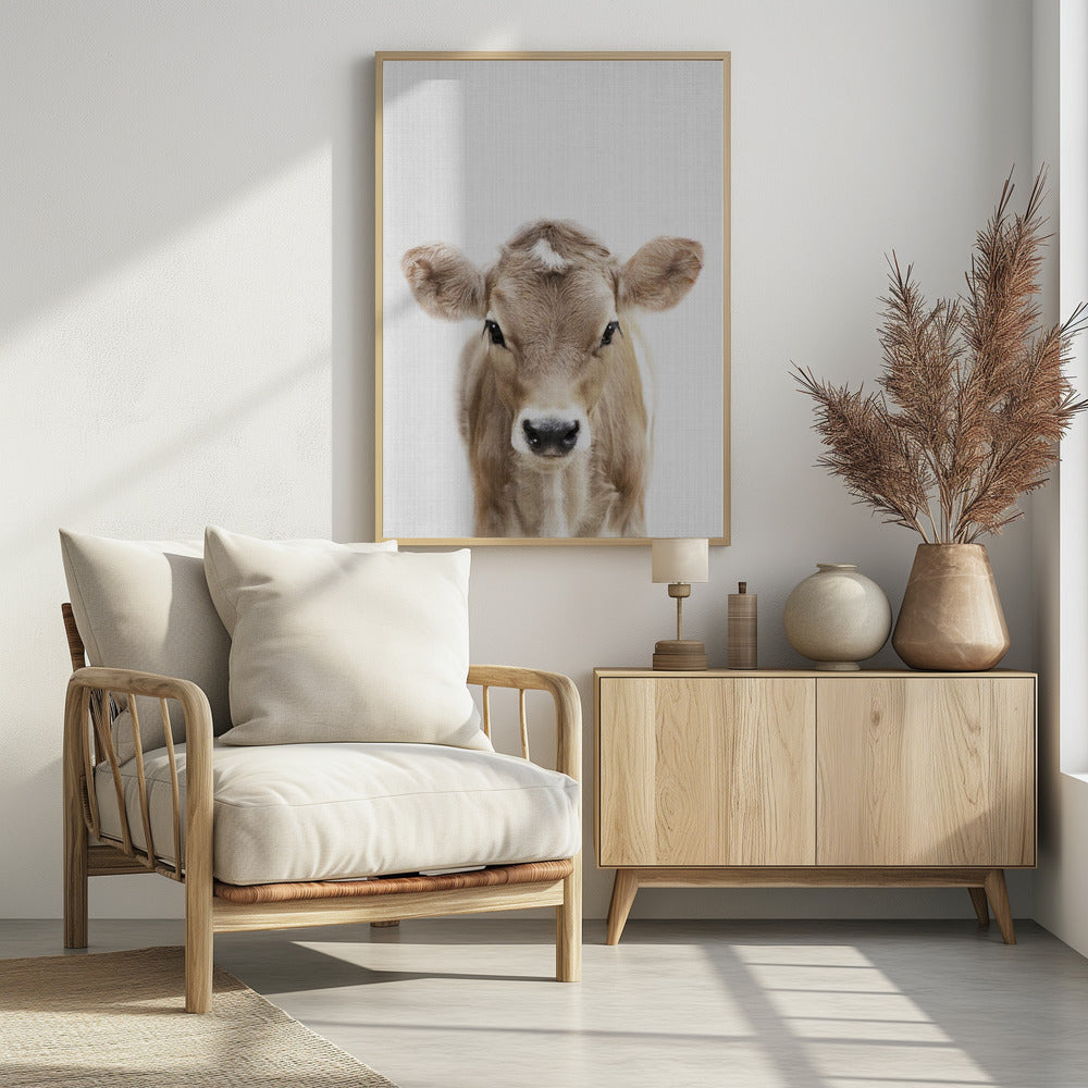 Peekaboo Baby Cow - Poster / Art Print - interiör