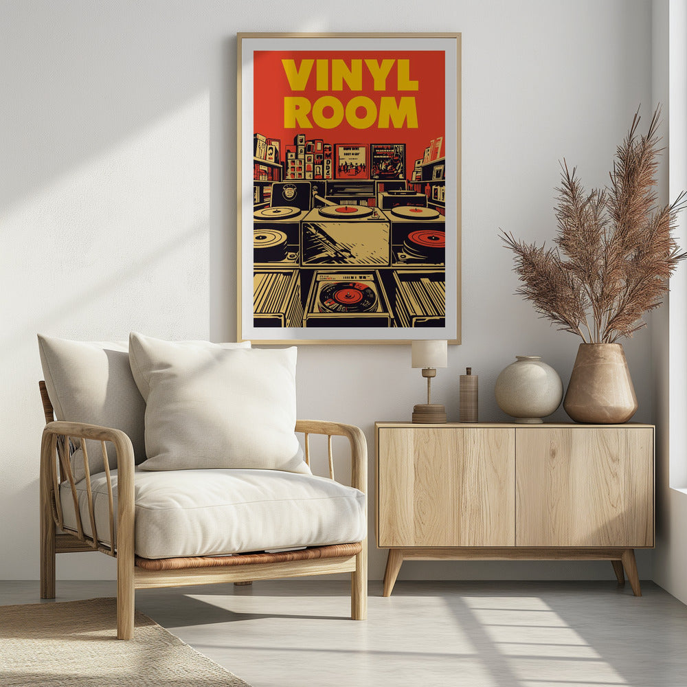 Retro Vinyl Shop - Poster / Art Print - interiör