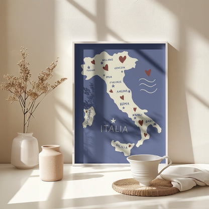 Italiy Map - Poster / Art Print - interiör