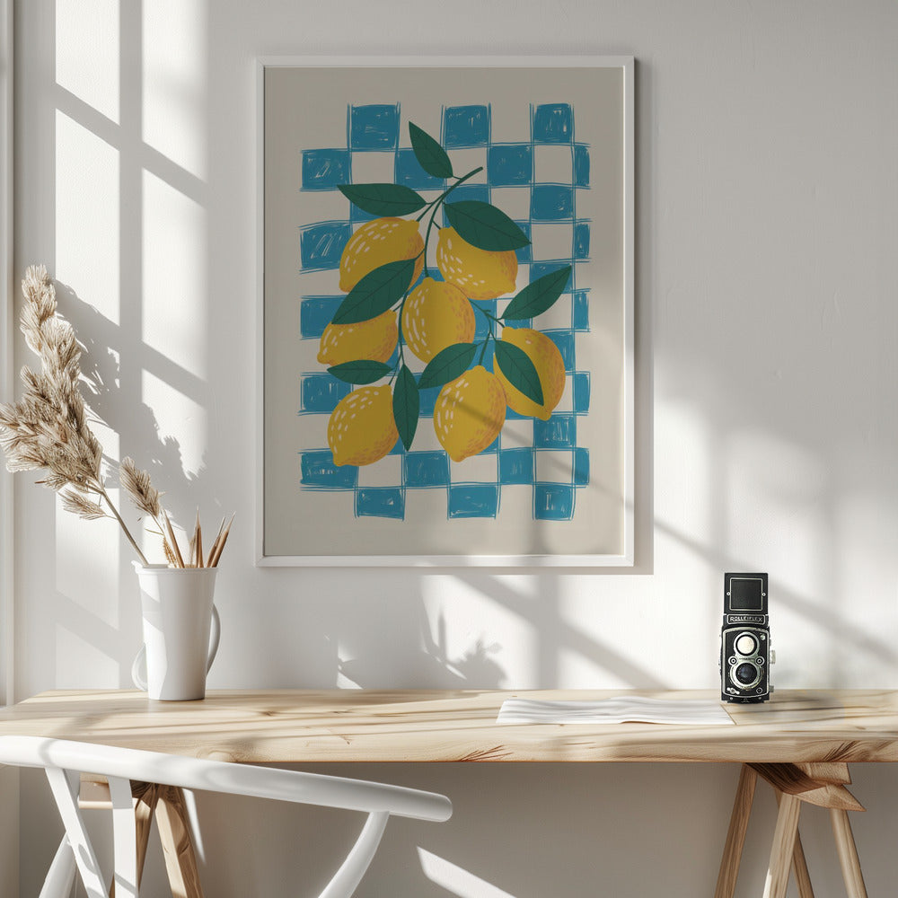 Lemon and Checks No 1 - Poster / Art Print - interiör