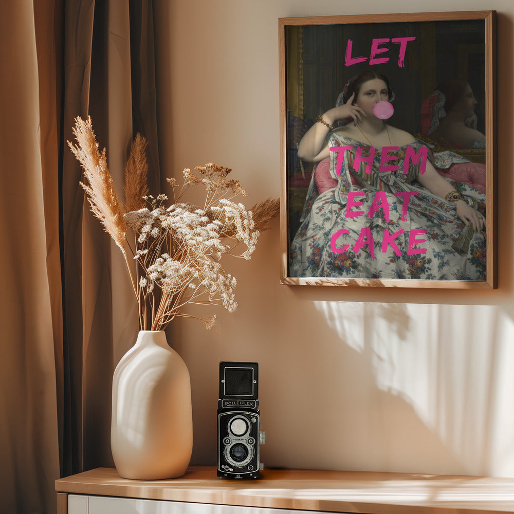 Let Them Eat Cake, Bubble Gum Vintage Portrait - Poster / Art Print - interiör