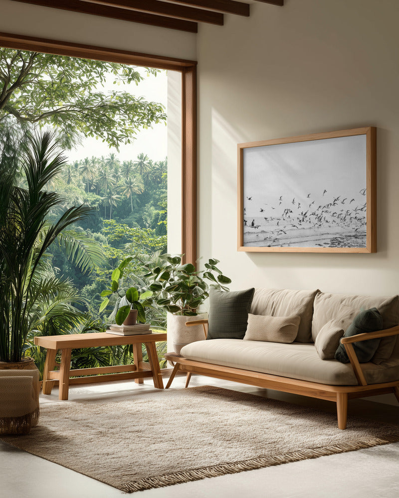 Seagulls - Coastal black and white - Poster / Art Print - interiör