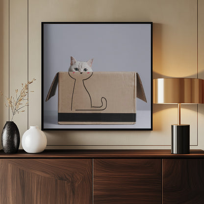 Cat in the box - Poster / Art Print - interiör