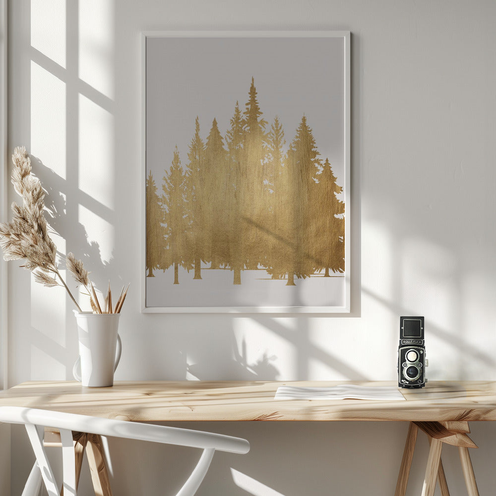 Tannenwald (gold) - Poster / Art Print - interiör