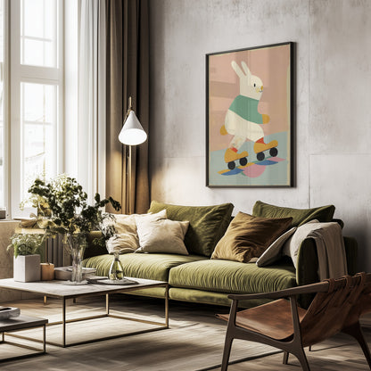 Skating Bunny - Poster / Art Print - interiör