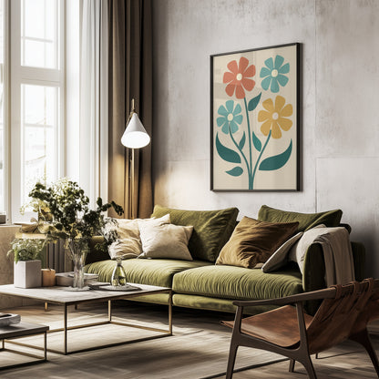 Boho Flowers Series No 4 - Poster / Art Print - interiör