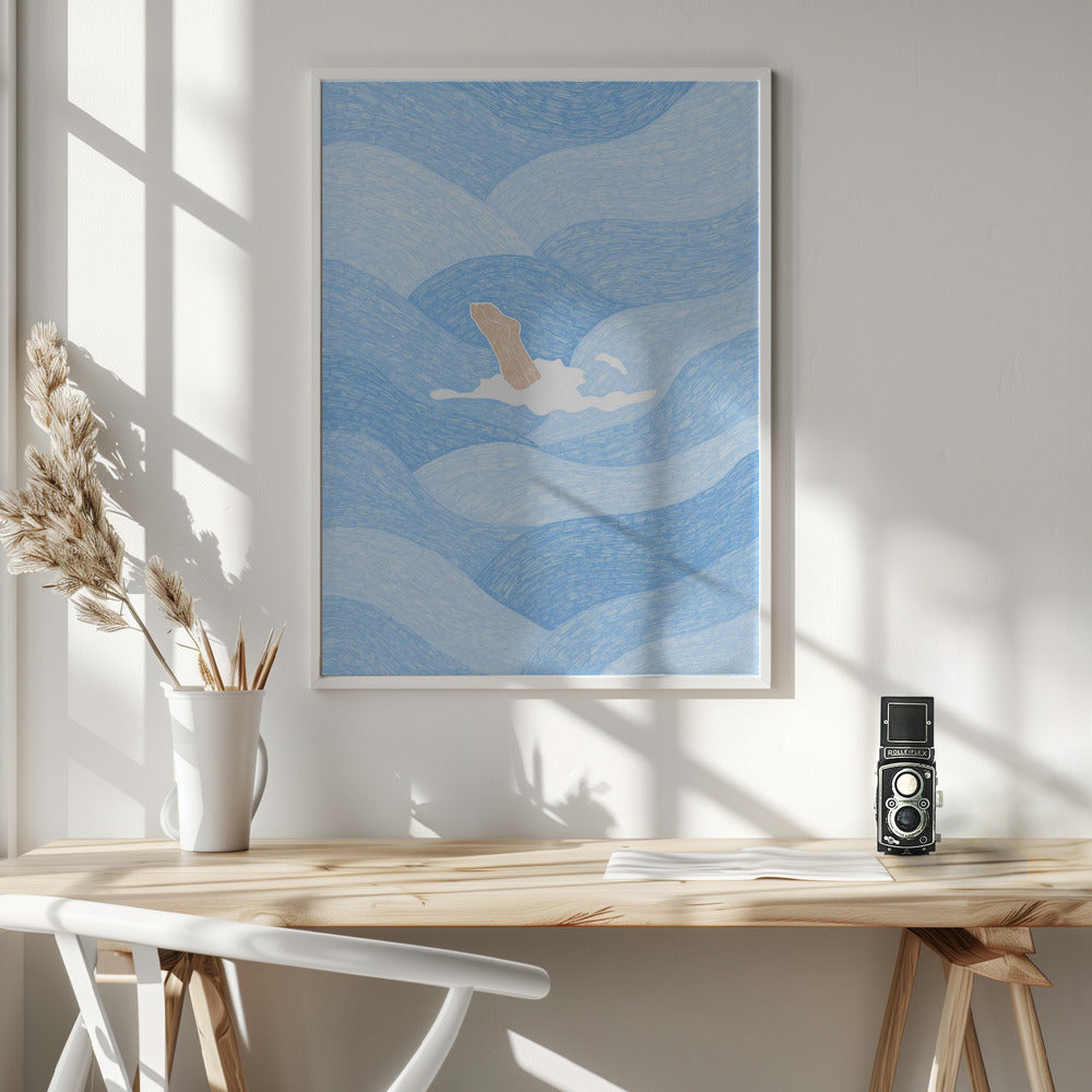 Swimming in the Summer Ocean - Poster / Art Print - interiör