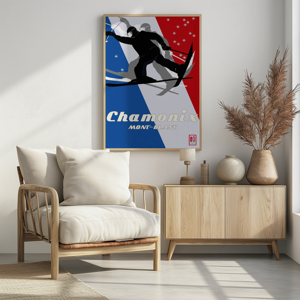 Winter Tourism: Vintage Mont Blanc Camonix - Poster / Art Print - interiör
