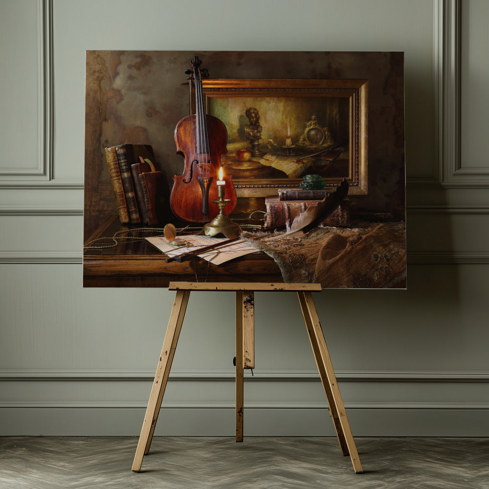 Still life with violin and painting - Poster / Art Print - interiör