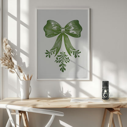 Christmas Bow Green - Poster / Art Print - interiör