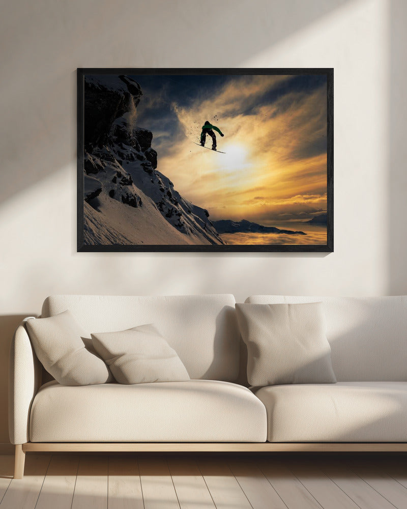 Sunset Snowboarding - Poster / Art Print - interiör