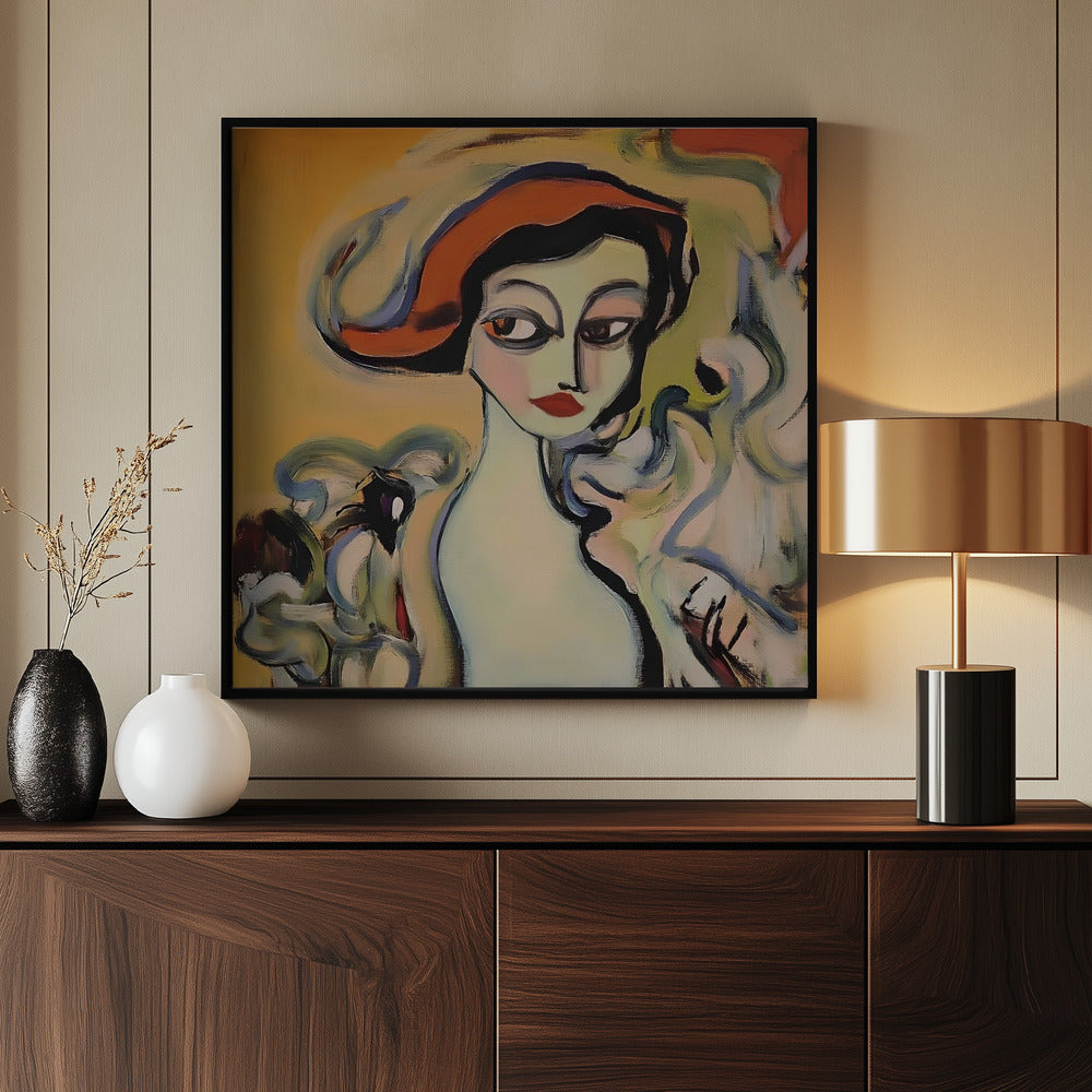 Woman With a Hat - Poster / Art Print - interiör