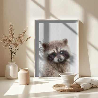 Peekaboo Raccoon - Poster / Art Print - interiör