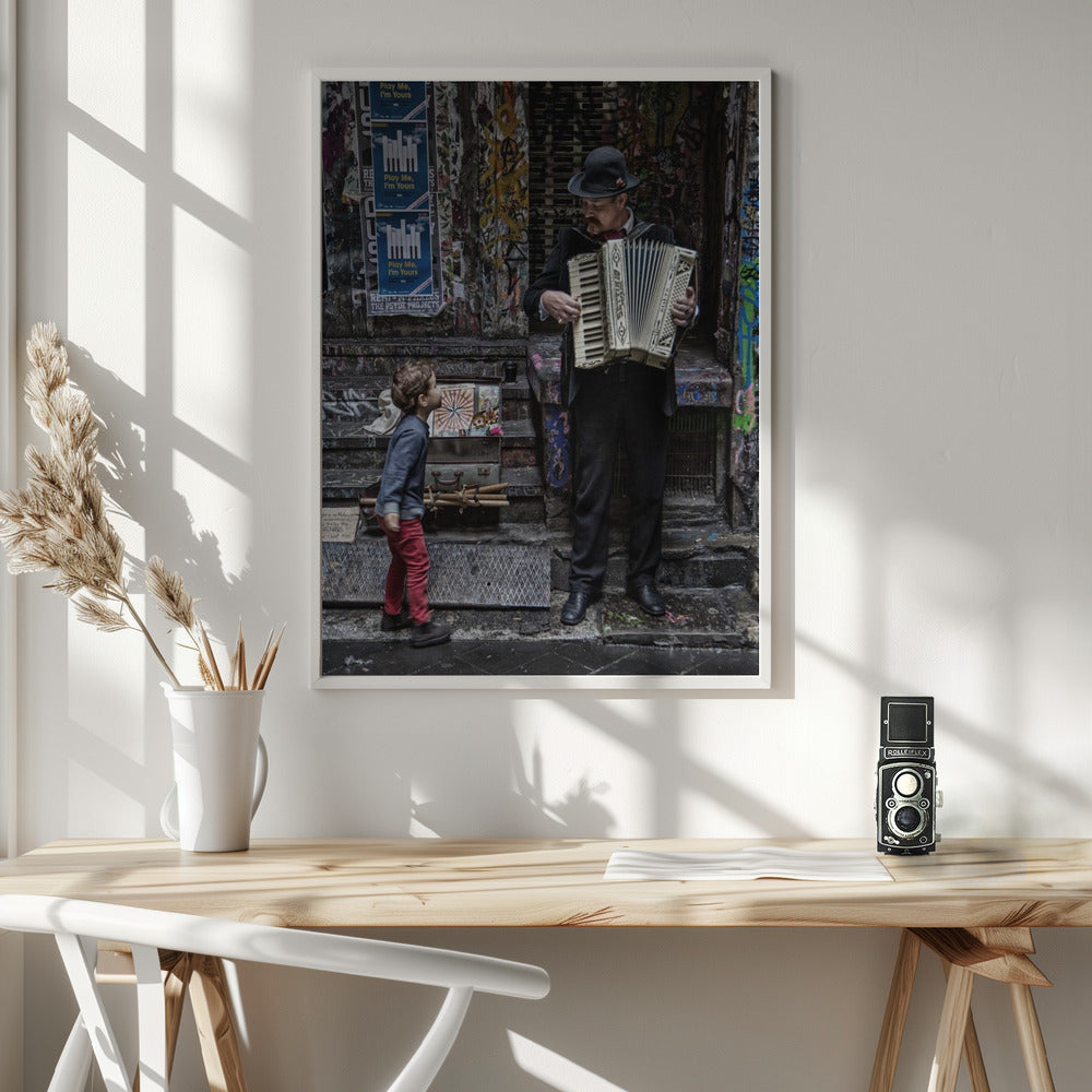 The Busker And The Boy - Poster / Art Print - interiör