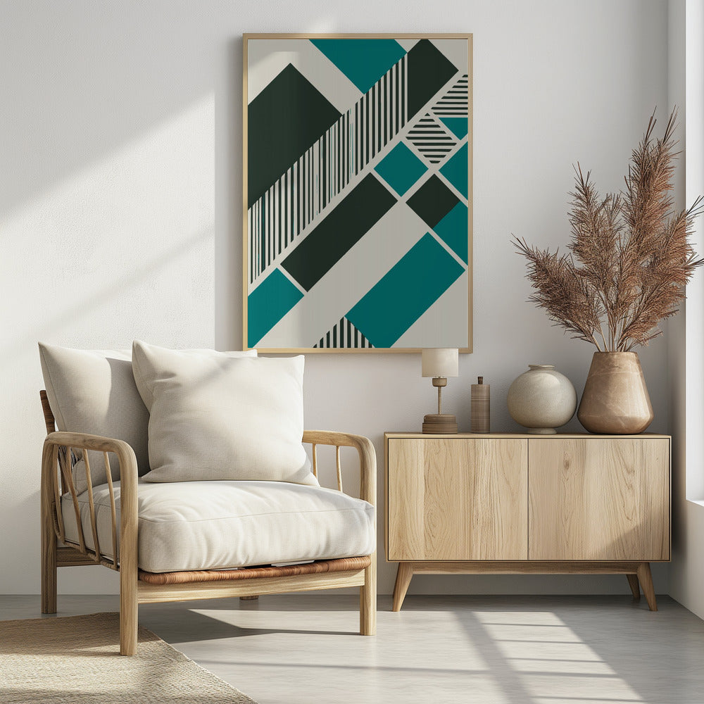 Geometric Teal - Poster / Art Print - interiör