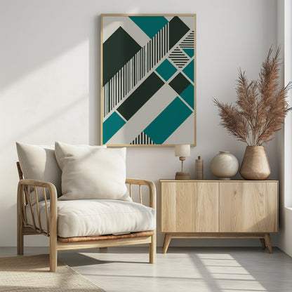 Geometric Teal - Poster / Art Print - interiör