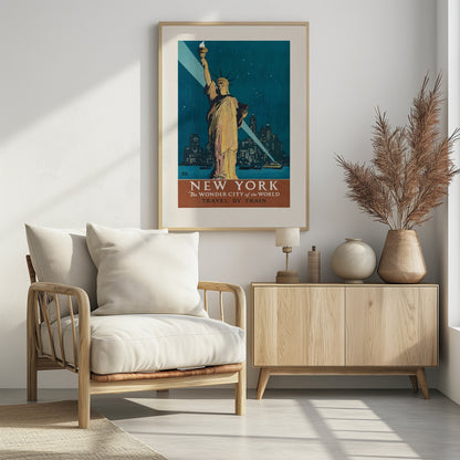 New York, the Wonder City of the World Travel By Train (1927) Poster By Adolph Treidler - Poster / Art Print - interiör