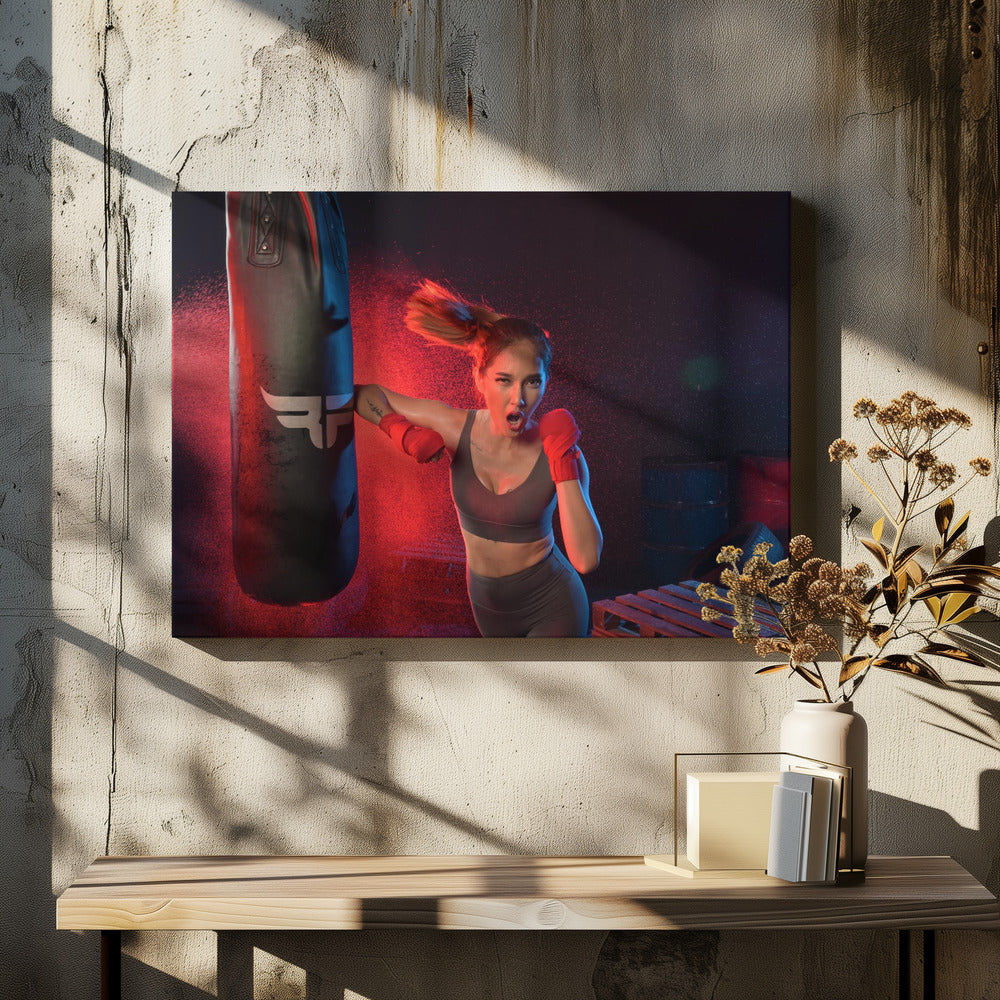 Portrait of lady boxer - Poster / Art Print - interiör