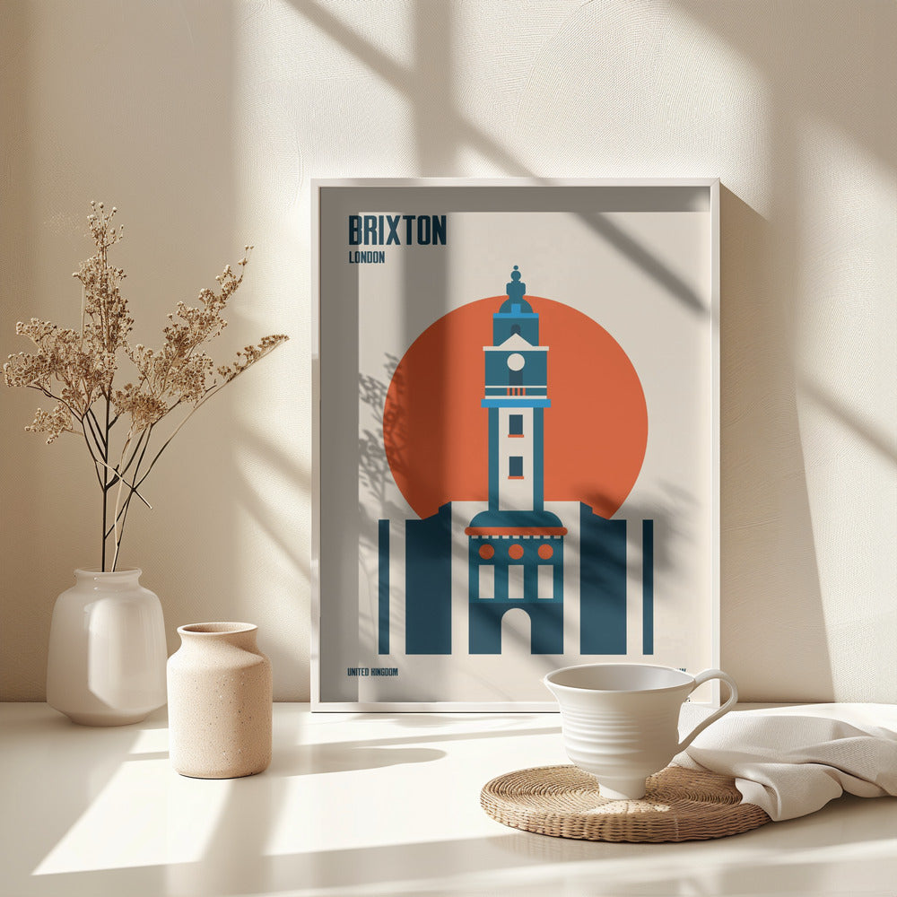 Brixton Tower Retro Travel Print - Poster / Art Print - interiör