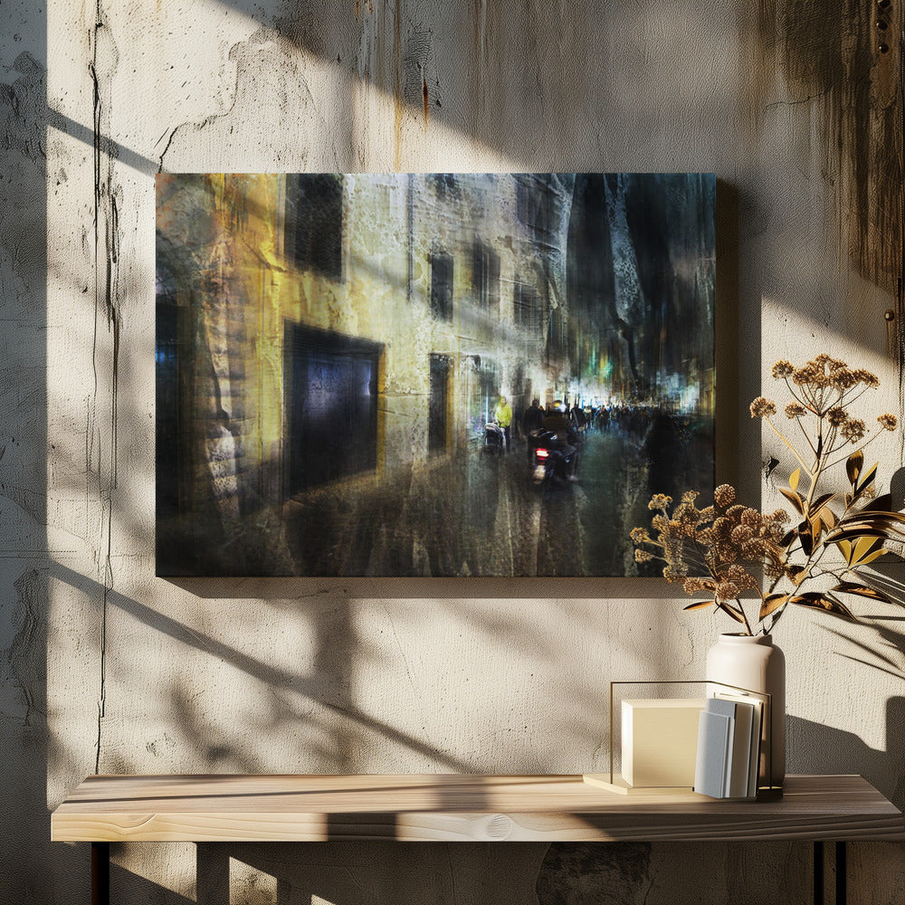 Biker on the alley - Poster / Art Print - interiör