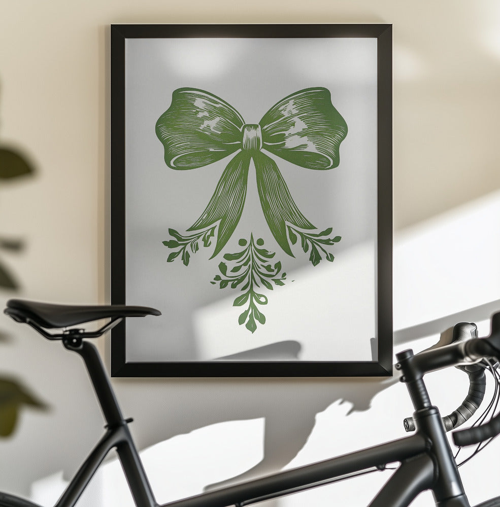 Christmas Bow Green - Poster / Art Print - interiör