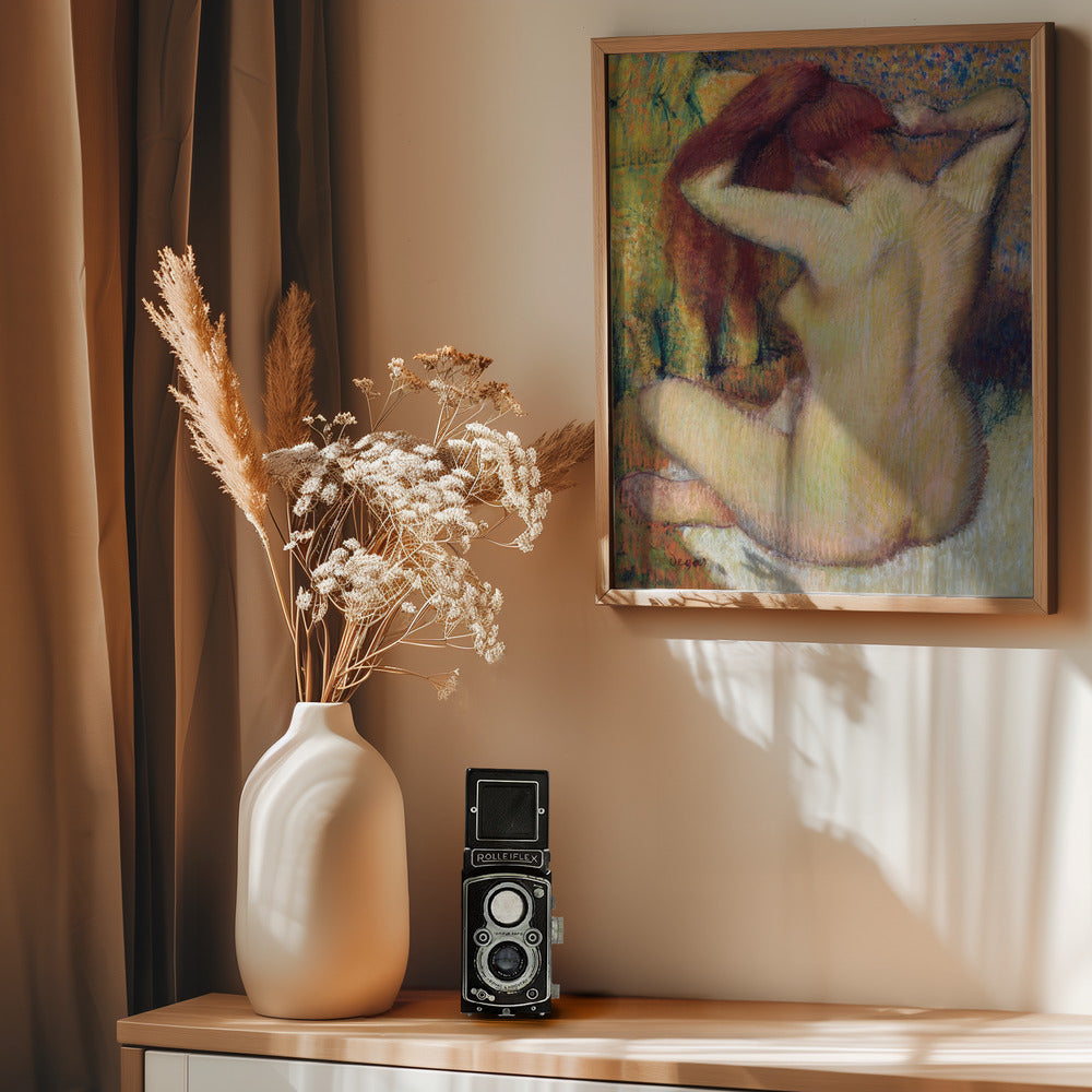 Woman Combing Her Hair - Poster / Art Print - interiör