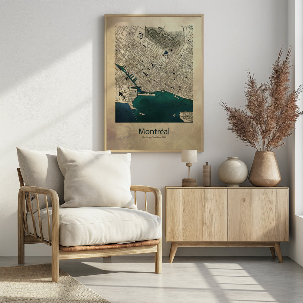 Montreal karta - Poster / Art Print - interiör