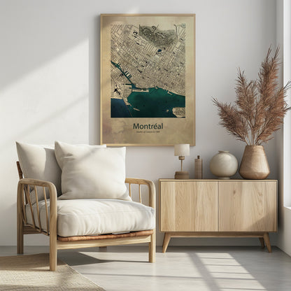 Montreal karta - Poster / Art Print - interiör