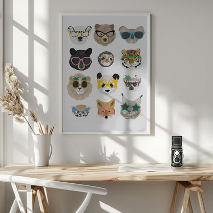 Big Cats in glasses print - Poster / Art Print - interiör