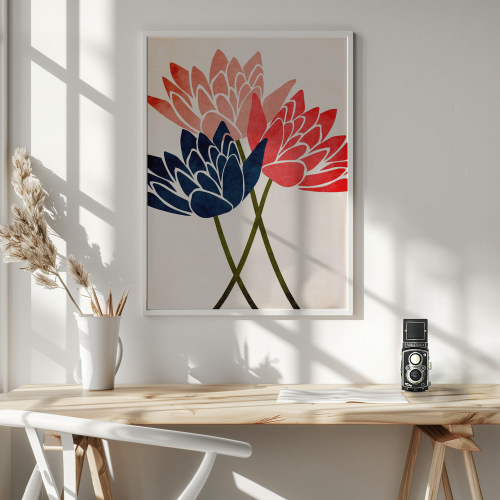 Three Dancing Blossoms - Poster / Art Print - interiör