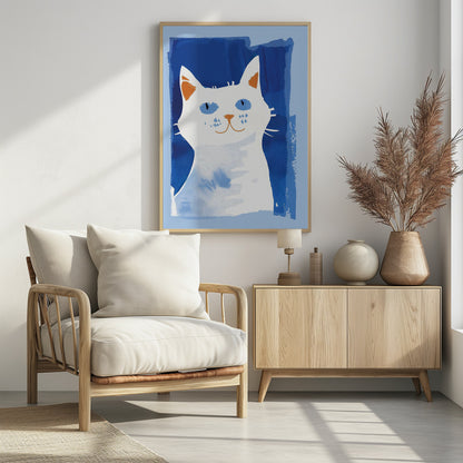 Cat In Blue - Poster / Art Print - interiör