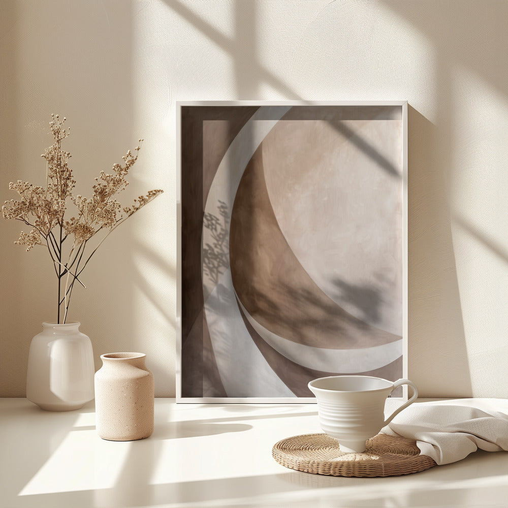 Abstract Art Beige Brown Geo Abstract - Poster / Art Print - interiör