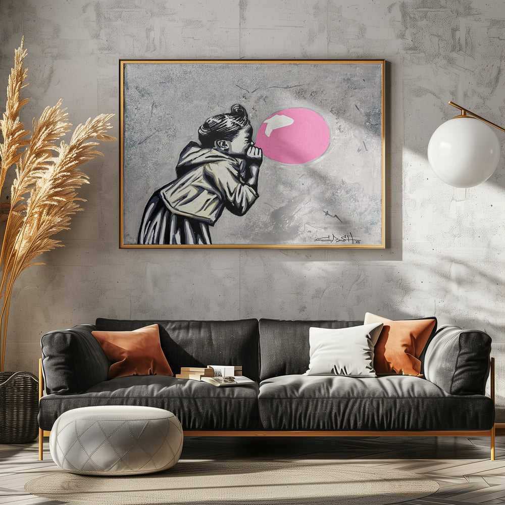 Pink balloon - Poster / Art Print - interiör