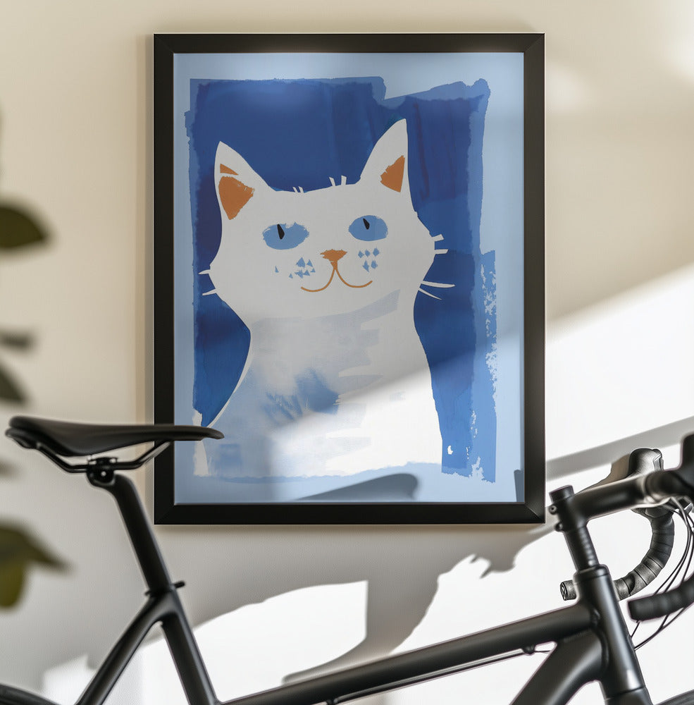 Cat In Blue - Poster / Art Print - interiör