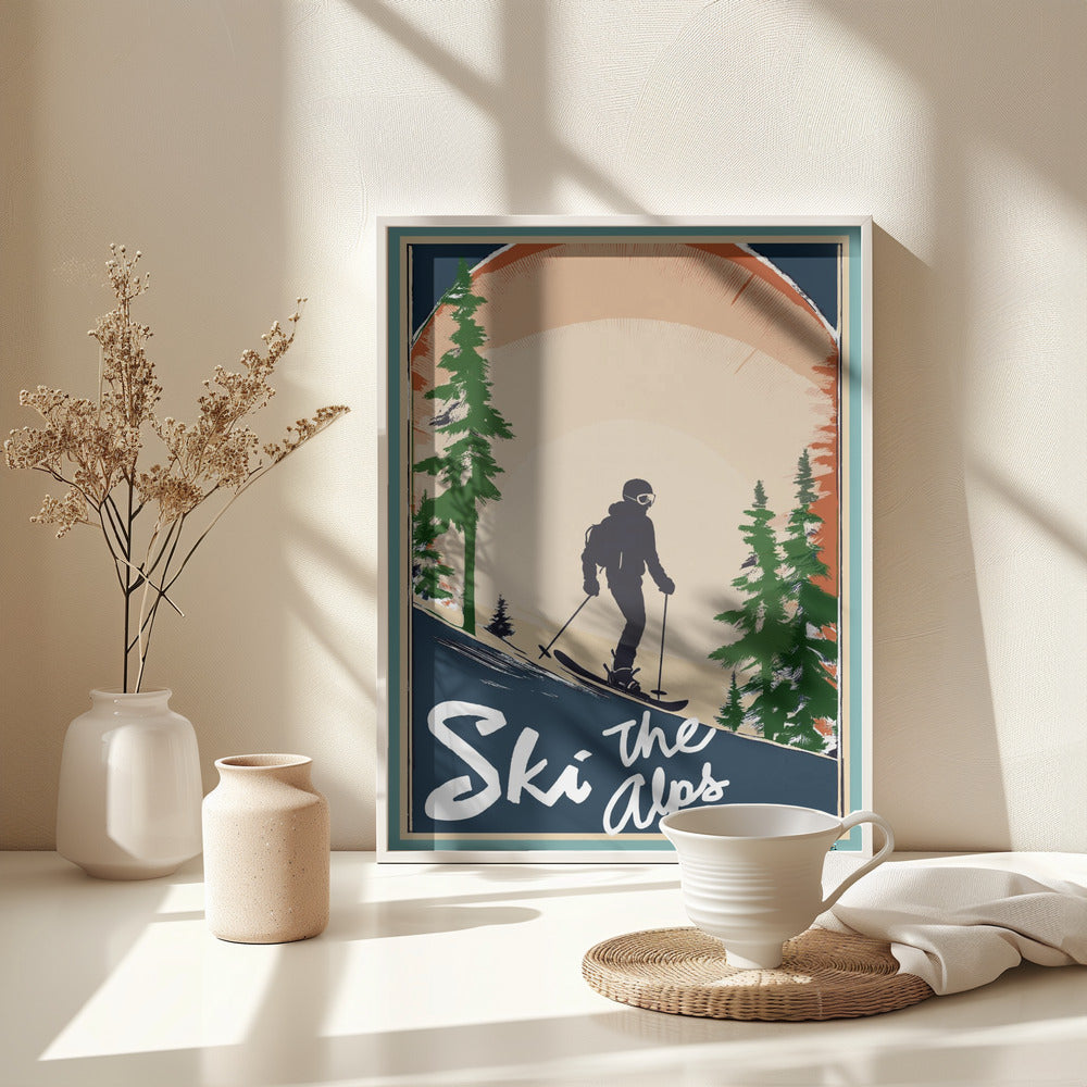Winter Tourism: Vintage Ski the Alps Poster - Poster / Art Print - interiör