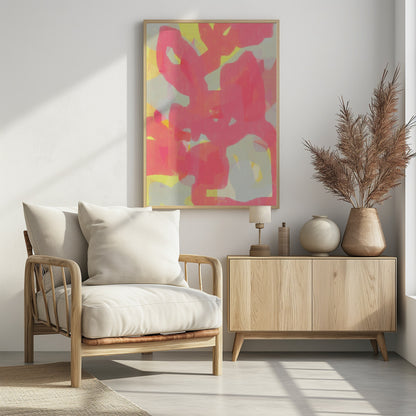 Pink, Grey, Yellow Abstract - Poster / Art Print - interiör