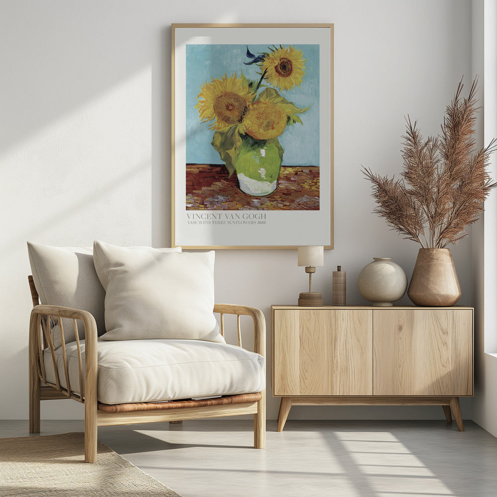 Vase With Three Sunflowers - Poster / Art Print - interiör