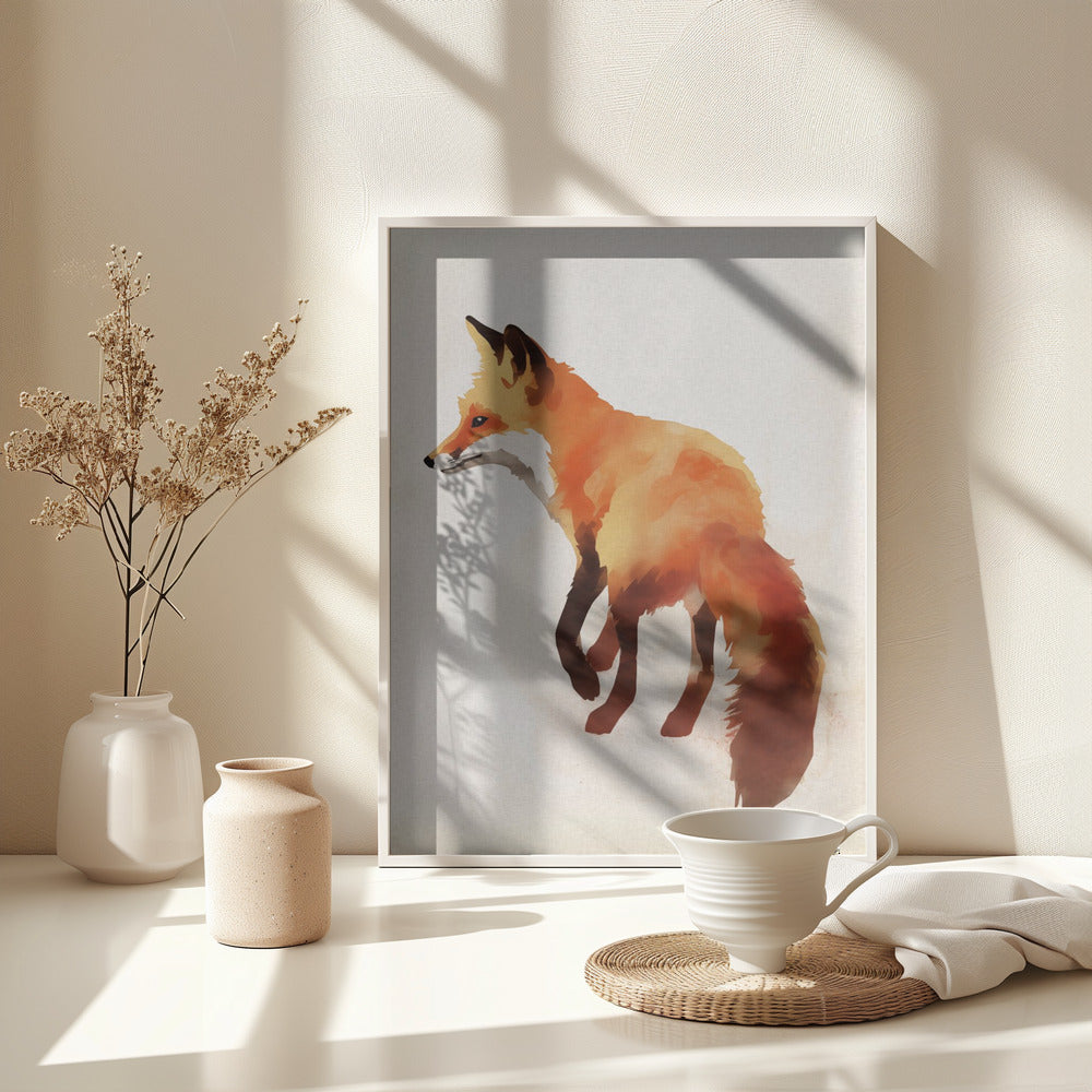 Red Fox Watercolor - Poster / Art Print - interiör