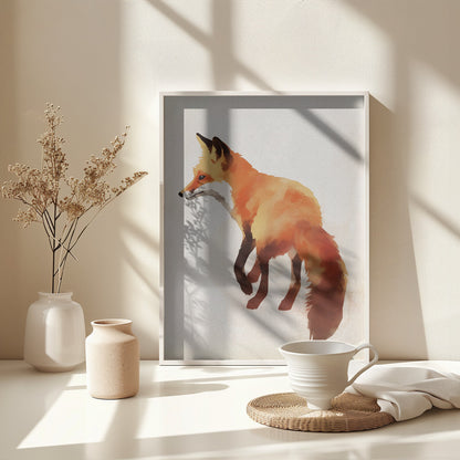 Red Fox Watercolor - Poster / Art Print - interiör