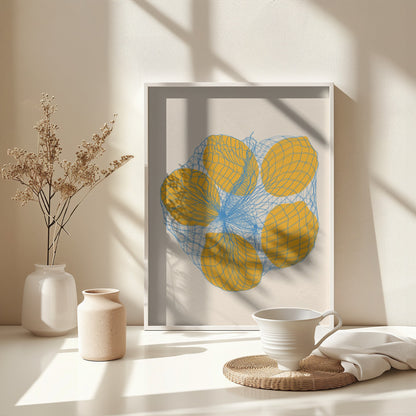 Five Lemons In a Net Bag - Poster / Art Print - interiör