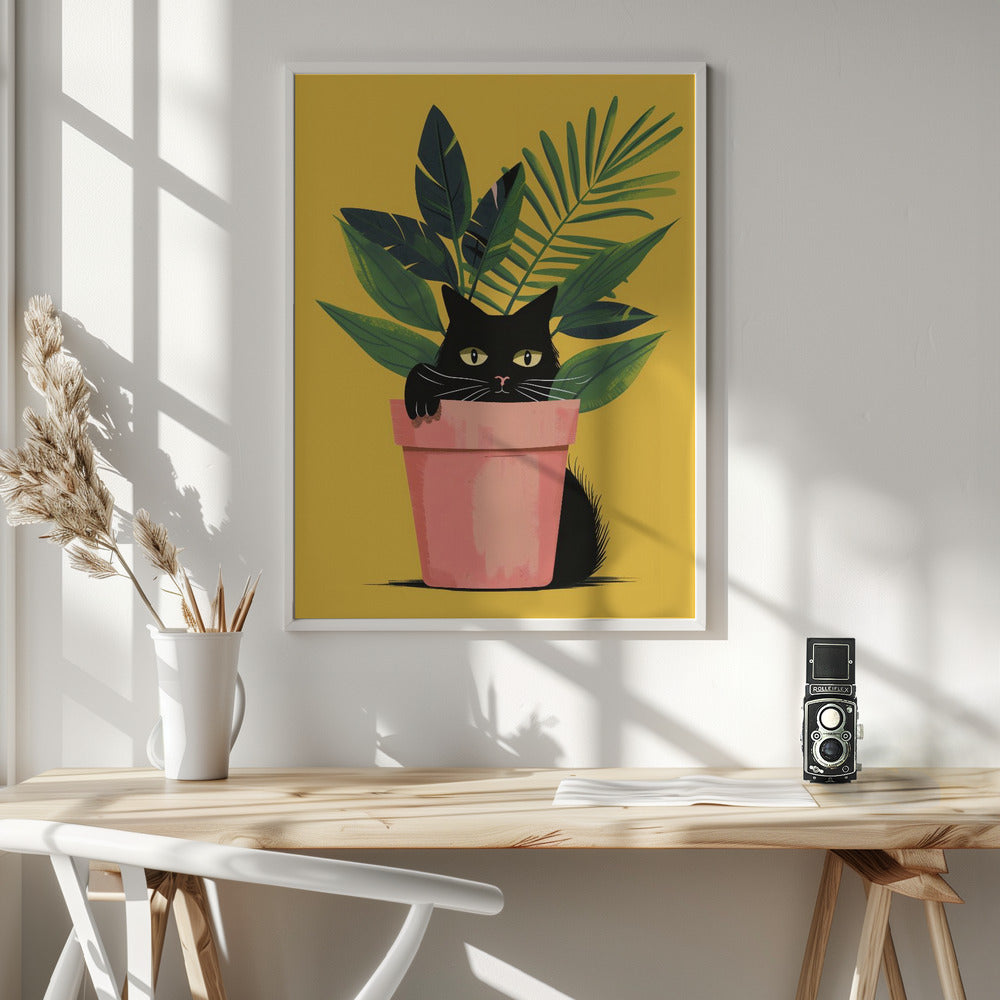 Cat In the Plant - Poster / Art Print - interiör
