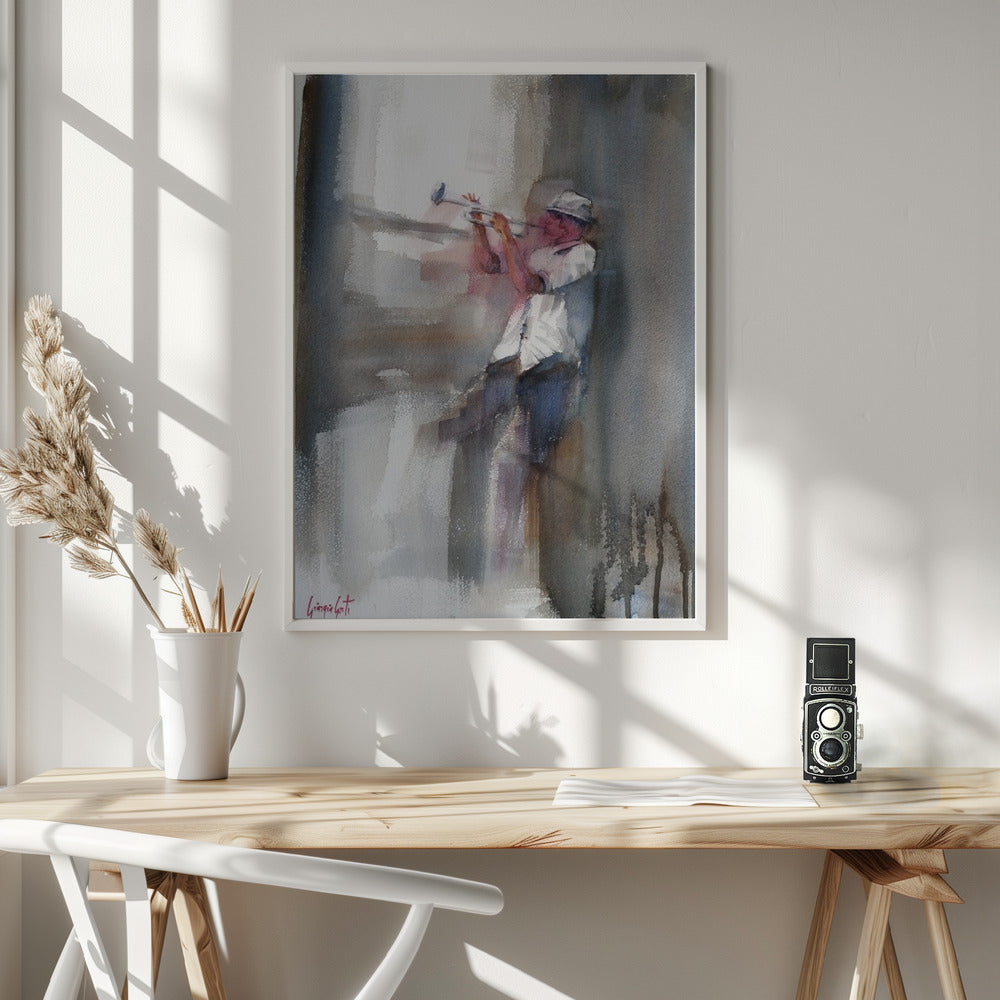 A Musician Playing The Trumpet - Poster / Art Print - interiör