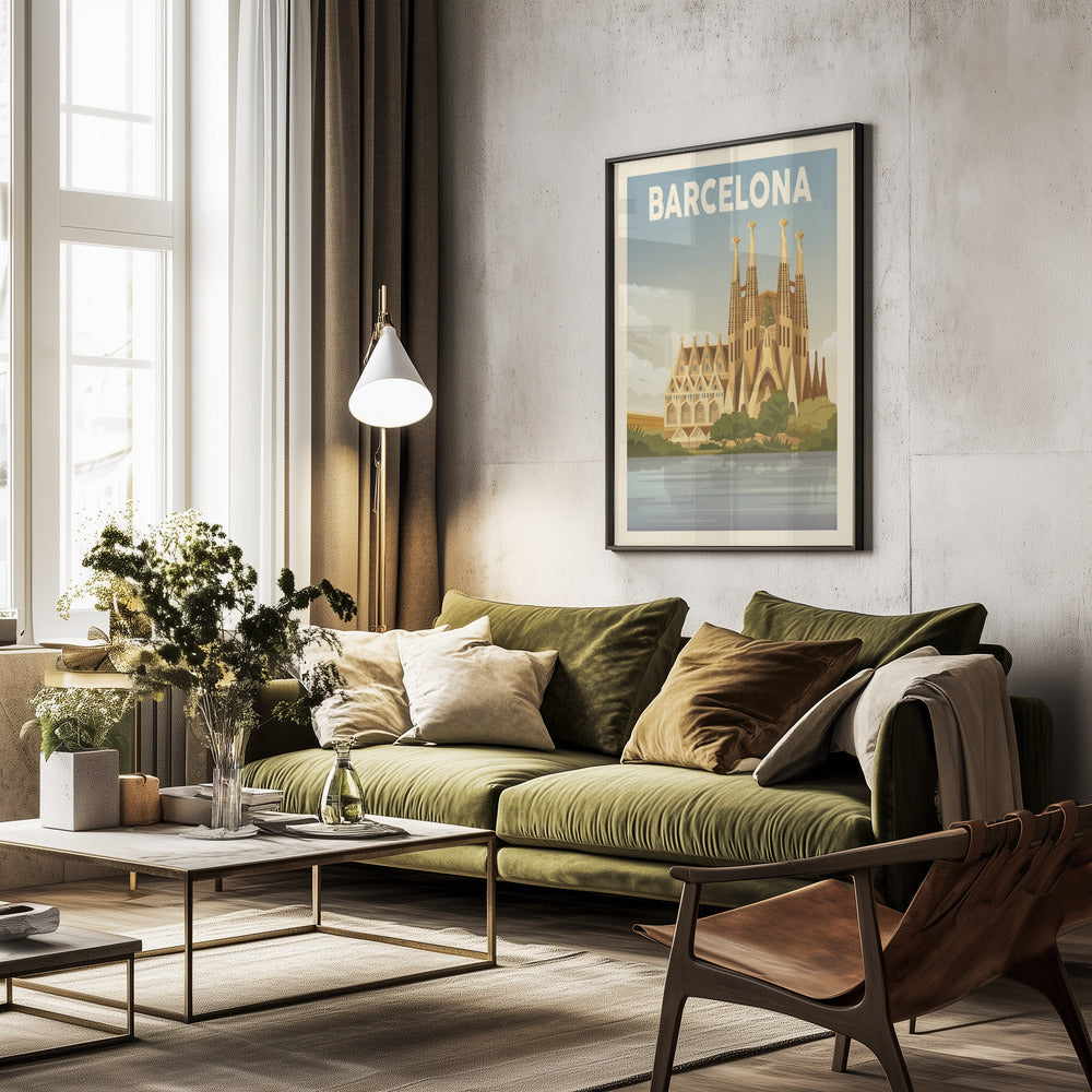 Barcelona Travel Print - Poster / Art Print - interiör