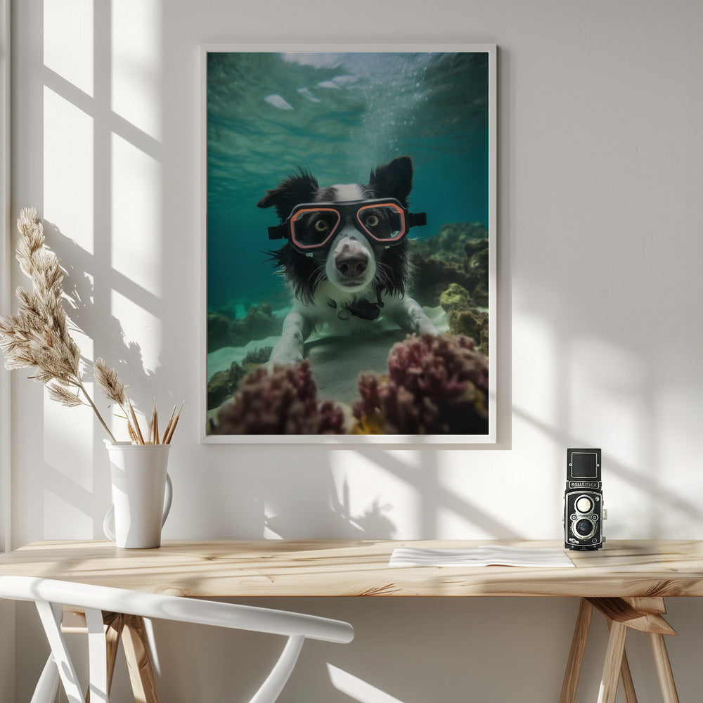 Border Collie Dive 3 - Poster / Art Print - interiör